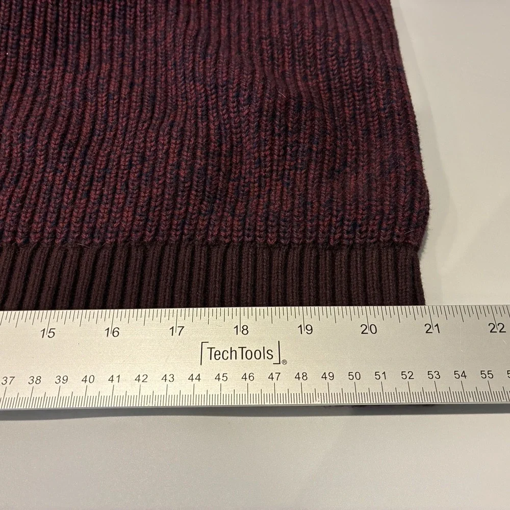 Lands End Drifter Burgundy Blue Marled Ribbed Knit Sweater Mens‎ XL Y2K Heritage